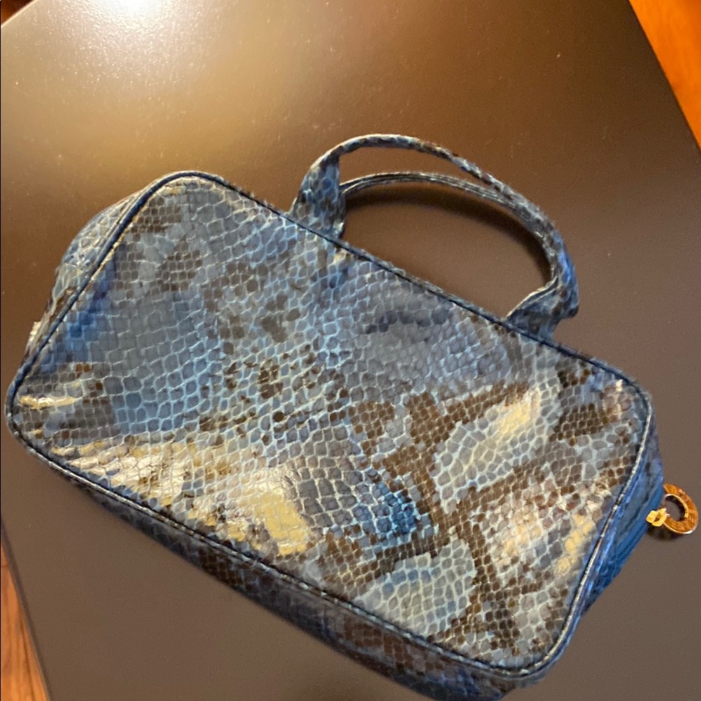 Blue Snake Print Cosmetic Bag